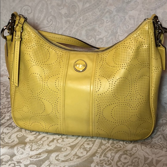 Coach Yellow Leather 2-Way Shoulder Purse - Picture 2 of 8
